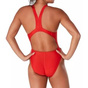Speedo Eco Solid Red Racerback super Pro Women's Swimwear Sz 36/L